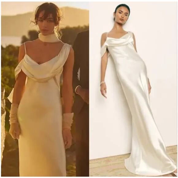 NWD Reformation Ronda Silk Wedding Gown Maxi Dress Sz 12 Ivory #4A453 - Picture 1 of 16